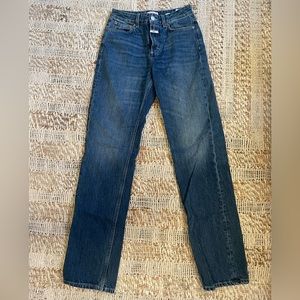 Closed Official x Leandra Medine Cohen High Waisted Straight Leg Dark Wash Jeans